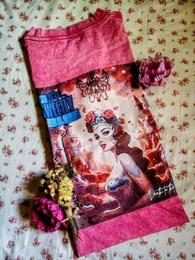 Death to the Fairytales Gothic Fantasy Art Shirt Pink Acid Wash | Dark Romantic